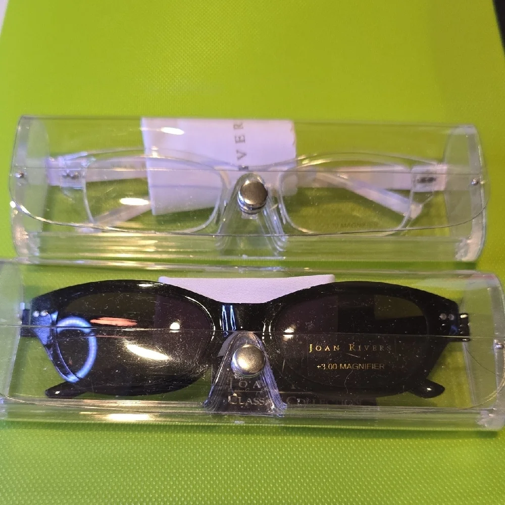2 Joan Rivers Kids Black Sunglasses and a Clear Frame W/Multicolor Stripe Arms
